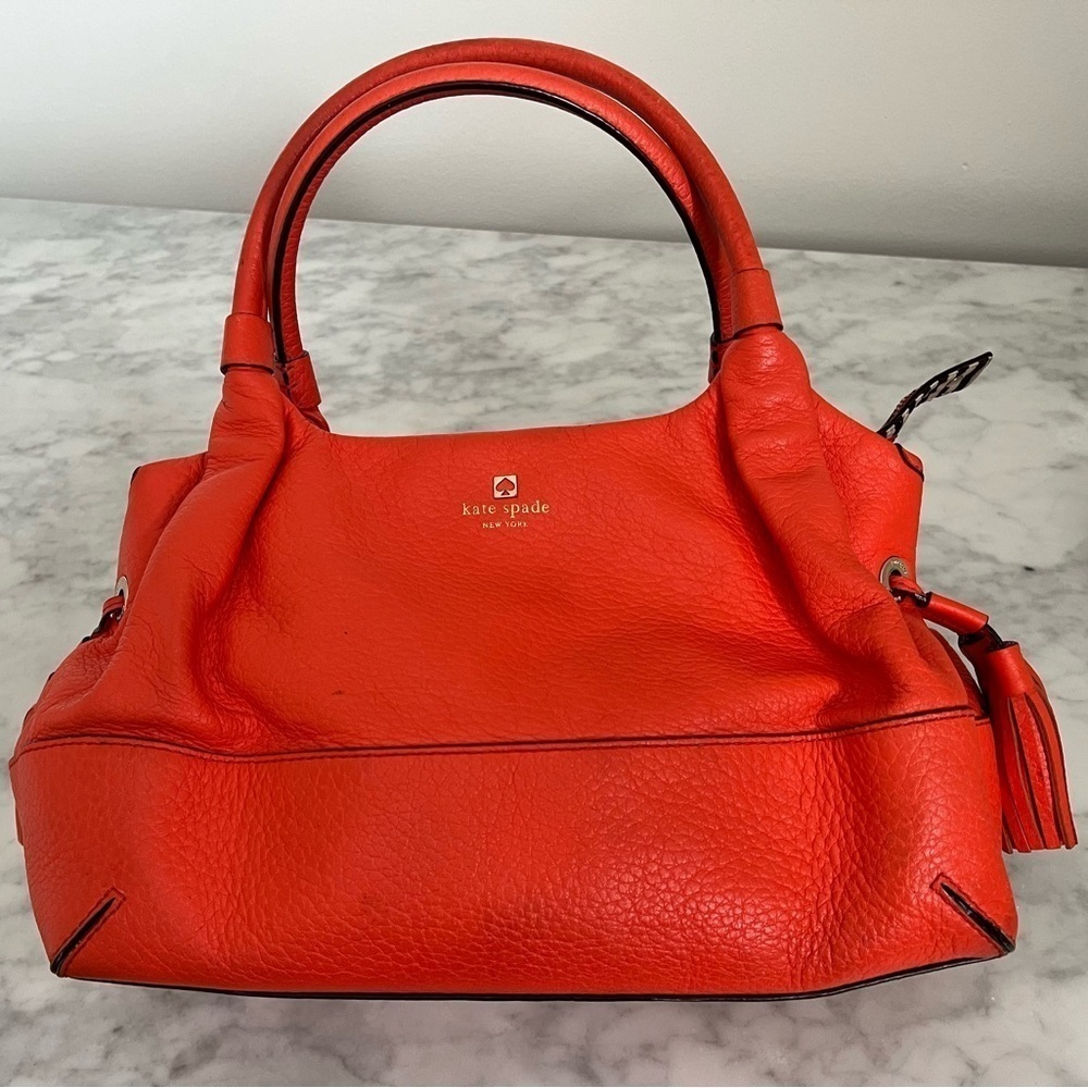 EUC Kate Spade New York Southport Ave Flame Pebble Leather Stevie Handbag - Picture 2 of 14